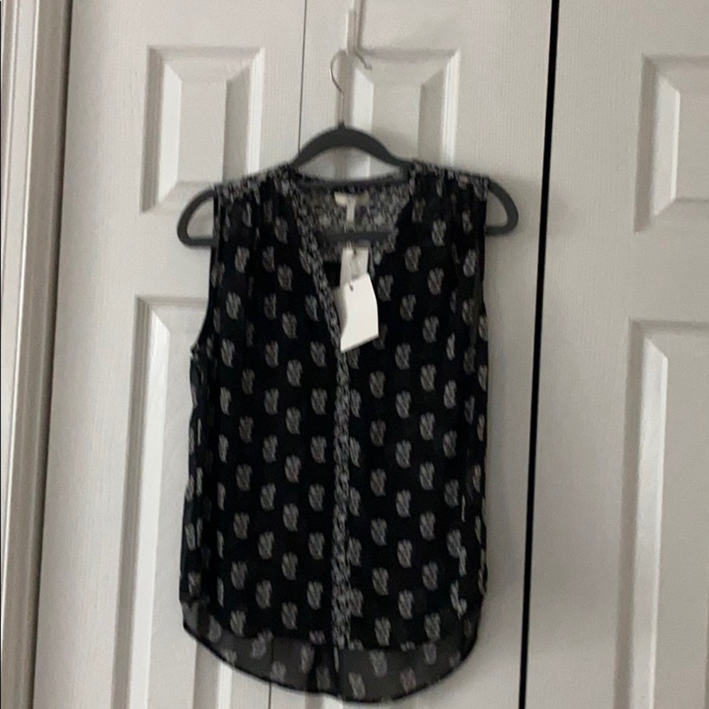 Silk chiffon Joie top in black and white.